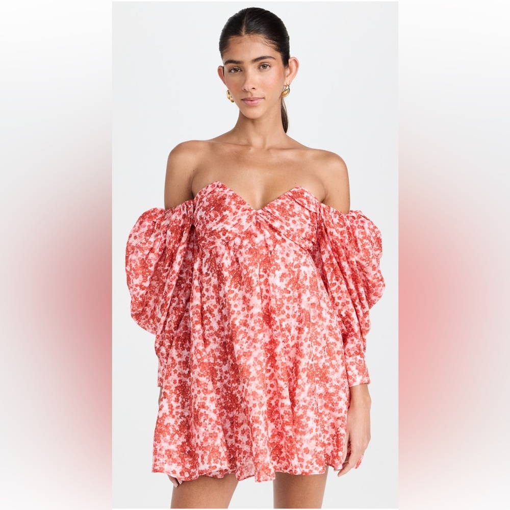 Bardot Off-Shoulder Red Floral Dress